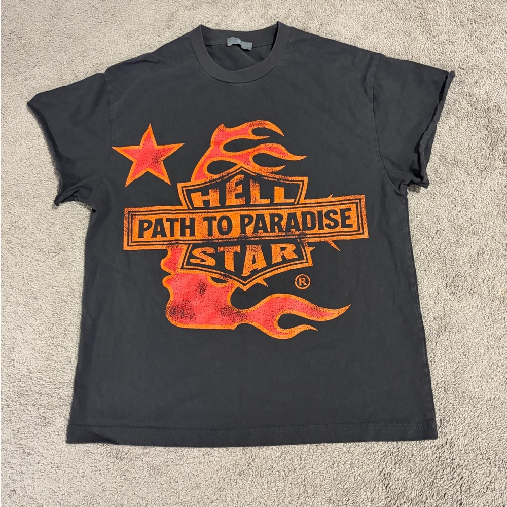 Hellstar Path To Paradise Flame Black Retro Vintage Look Tour T-Shirt Sz M Used